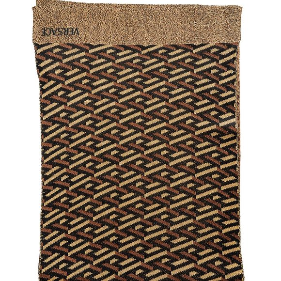 Versace Unisex Wool Multi-Color Jacquard Monogram Logo Print Scarf Shawl